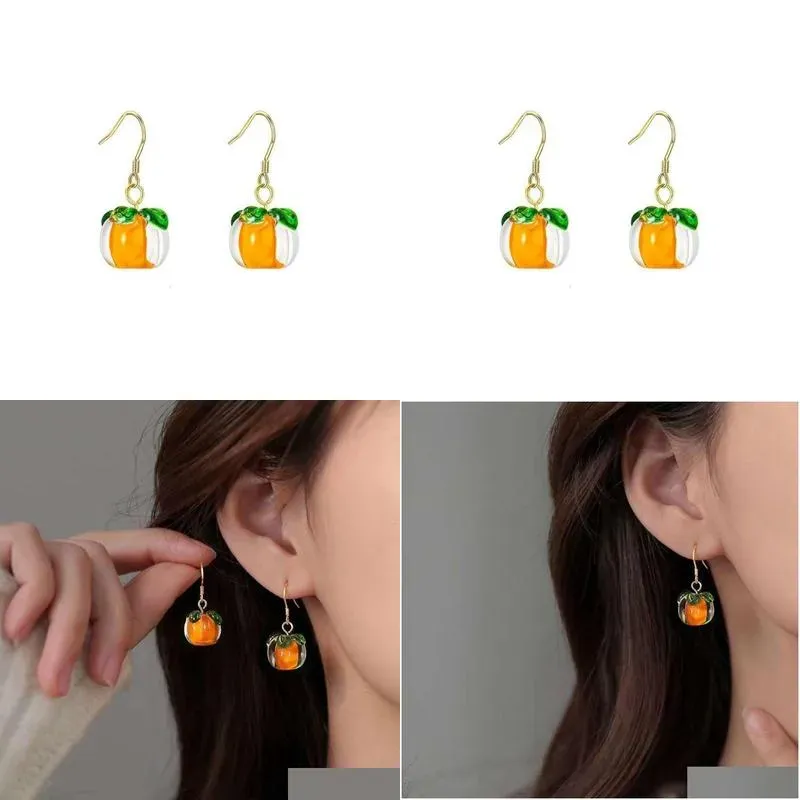 New Persimmon Ruyi for Women with A Small and Elegant Style, Light Internet Red Earhook Earrings