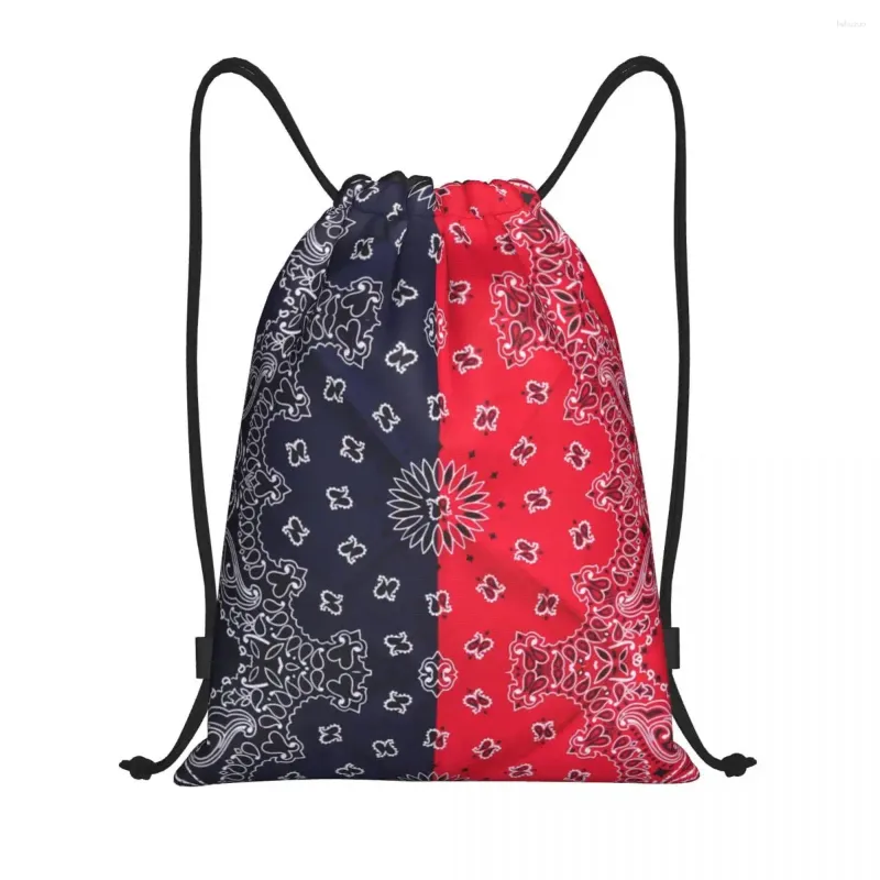 Sacs à provisions personnalisées Bandanna bleu rouge personnalisé Style Trawstring Sackepack Men Femmes Lightweight Gym Sports Sackpack Sacks pour voyager