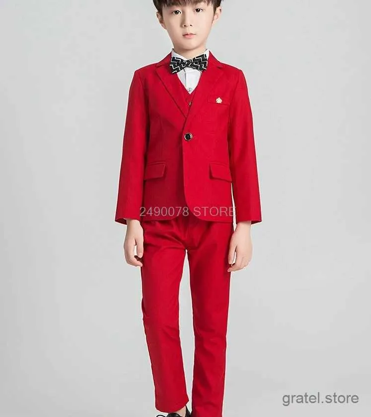 Garnitury Flower Boys Formal Blazer Suit dla dzieci kamizelki krawat krawat 4pcs ślub smoking Zestaw dzieci