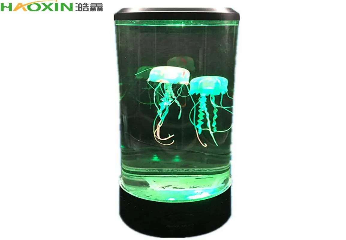 HAOXIN 7 Färgbyte LED Jellyfish Lamp Aquarium Bedside Night Light Dekorativ romantisk atmosfär USB Laddar Creative Gift2930516