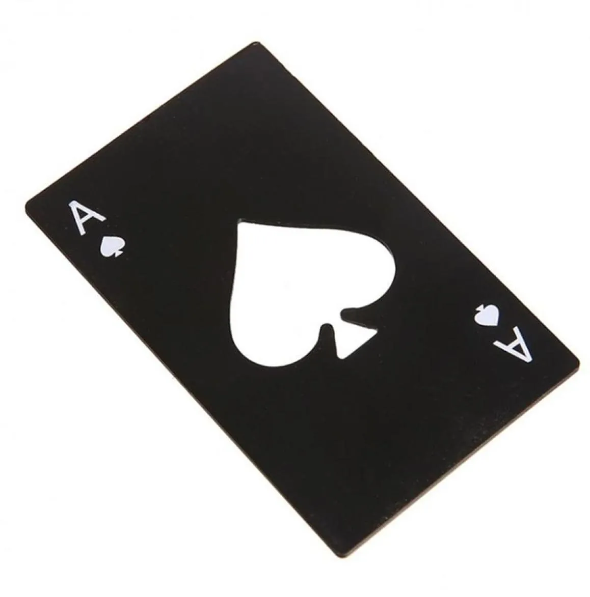 Rostfritt stål flasköppnarbar matlagning poker spelkort av spader verktygsmini plånbok kreditkortsöppnare6346383