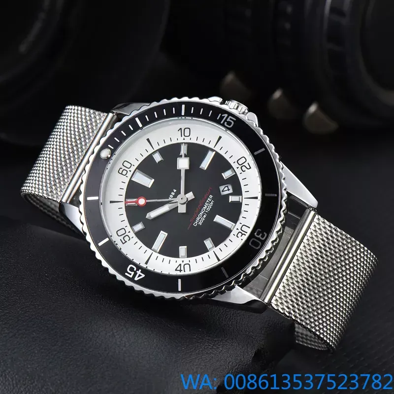 2024 Designer Watch Mens Watch Luxury Quartz Holwatch Moda Navitimer Kronograf Safir Cam Moda Montre De Luxe Paslanmaz Çelik Strap Breitling 03