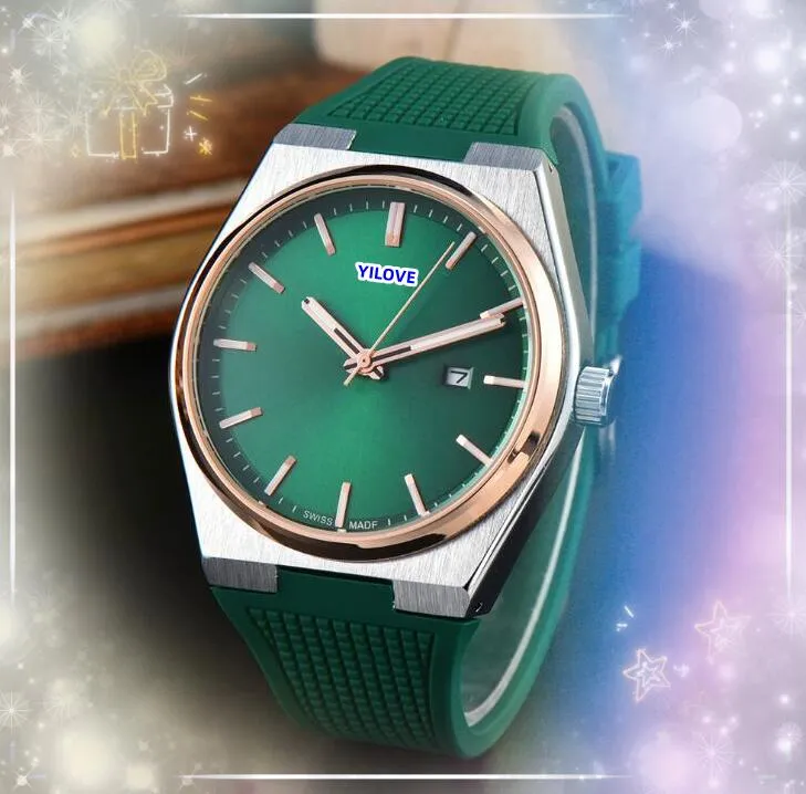 Mens Classic Three Stiches Design Watches Stopwatch Japan Quartz Movement Clock Colorful Rubber Strap Luxury snygga armbandsur Montre de Luxe
