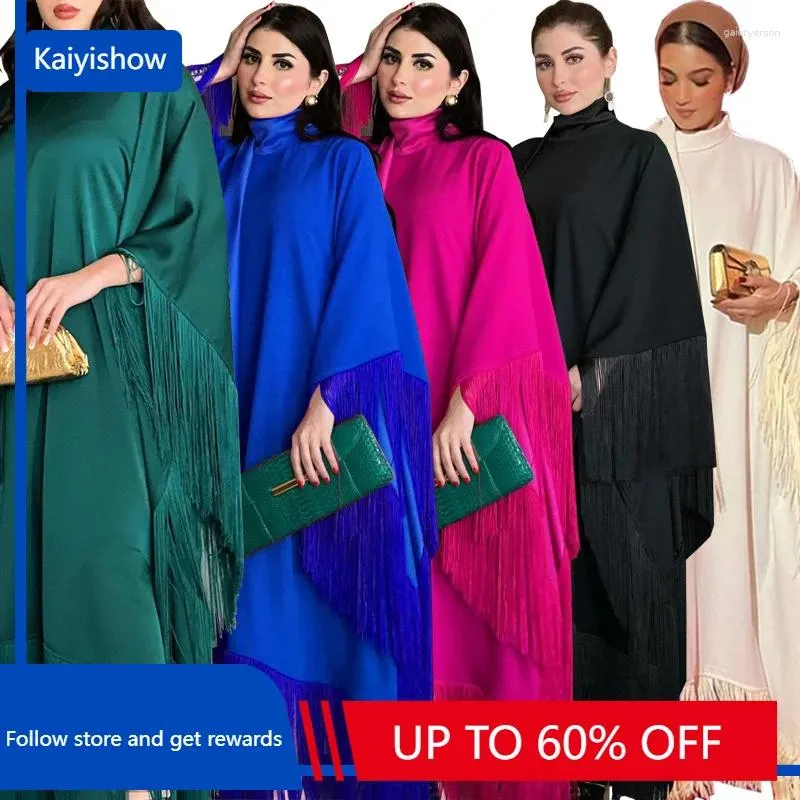 Vêtements ethniques Femme musulmane Sleeve de batte Tassel Abaya Kaftan Robes de haute couture Robe de soirée de fête modeste