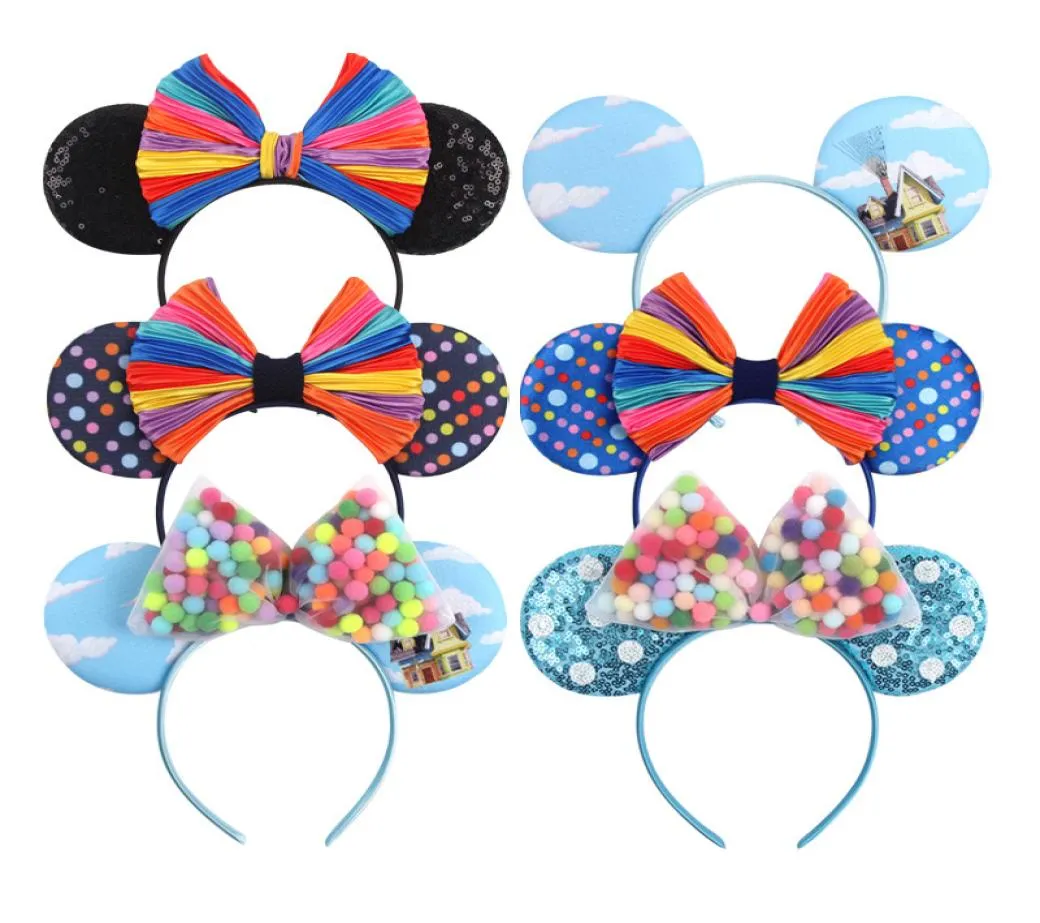 Rainbow fur ball Headband for Kids Cosplay Baby mouse Ears Party hair hoop stick DIY Hair Accessories Clasp9827375