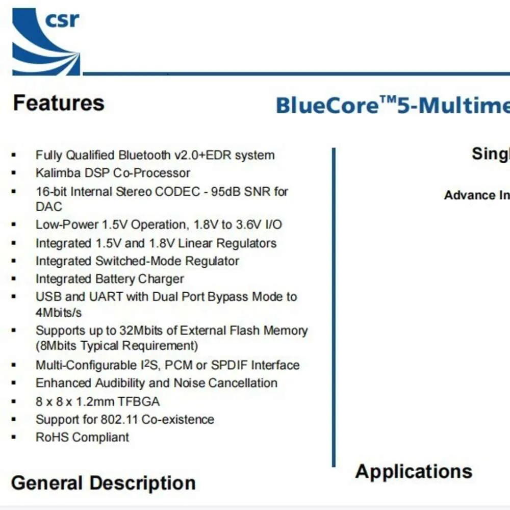 CSR57E687 Chipe de commande principale pour les nouveaux écouteurs Bluetooth Qualcomm