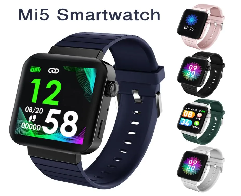 Verklig hjärtfrekvens MI5 SMART WACK Män kvinnor Bluetooth Call Music Blood Pressure Monitor Fitness Tracker Armband Smartwatch Sport WR2754484