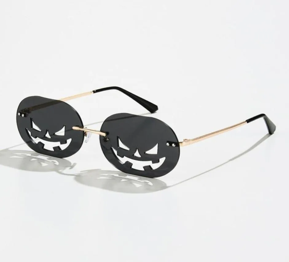 Rande Kürbisform Sonnenbrille Frauen Männer 2021 Oval Legierung hohl Sonnenbrille weiblich Halloween Punk Brille Oculos2007728