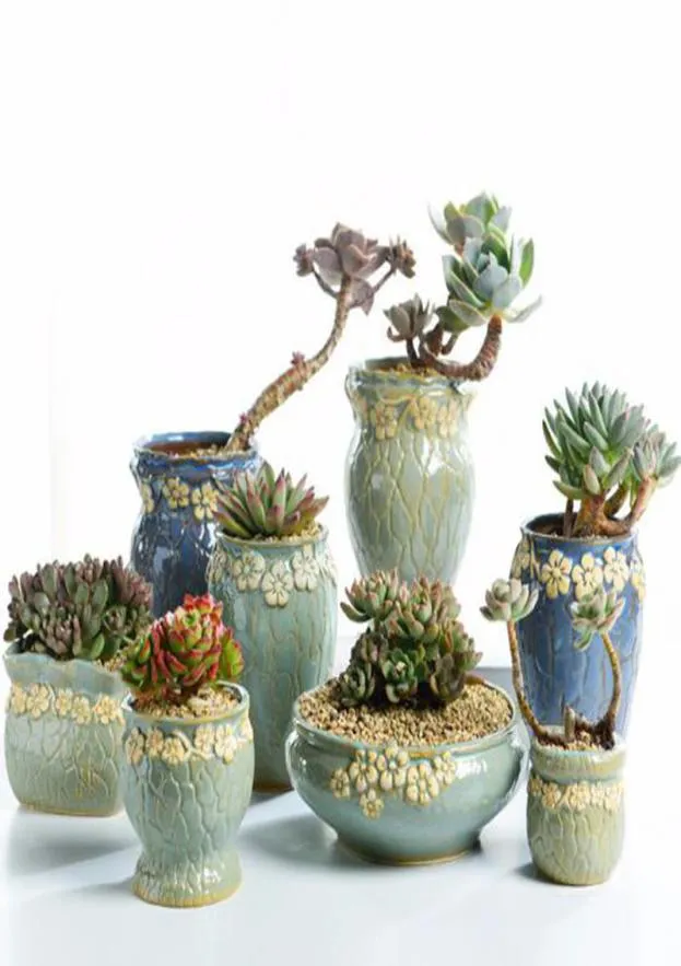 Succulent Plants Flowerpot Small and Medium Size Vase Retro Floral Flower Pot Creative Crafts Desktop Ornaments Planter Decor CX204316404