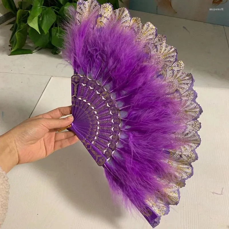 Figurine decorative Lolita Feather Folding Fan Fanties Girlie giapponese Scarcia Dark Court Court Dance Decorazioni per matrimoni Regali di forniture per feste