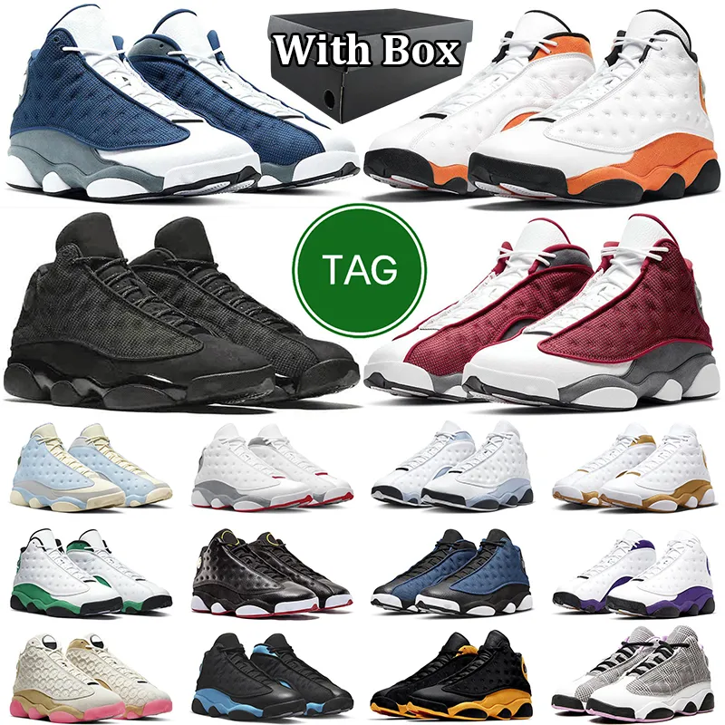 Con Box 13s Flint Men Basketball Zapatos Flint Black Celestine Blue Grey Wheat Starfish Bed Capaz