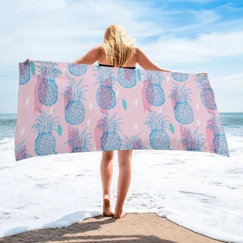 Handtuch Nordic Ananas handgemalbte Sommer Spring Haushaltsbad Mikrofaser Schnell trockener Gesicht Surfdruck Strand Strand