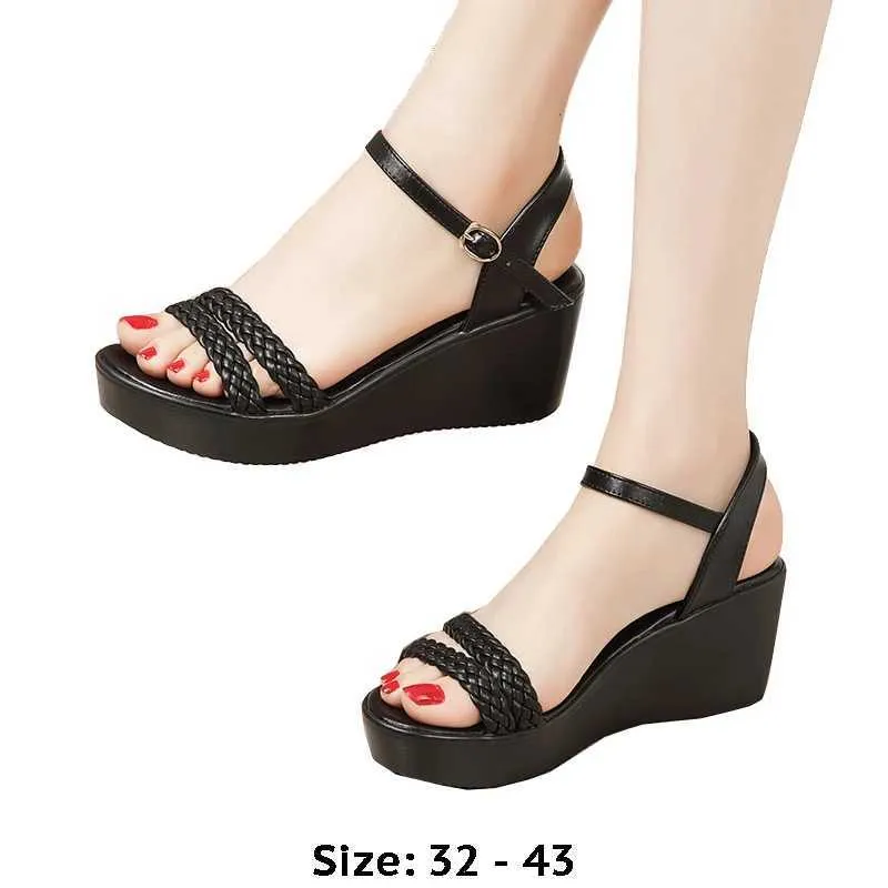 Slippers High quality summer wedding sandals suitable for women 6cm midsole new size 2024 32 33 42 43 platform open toe elegant shoes white black J240416