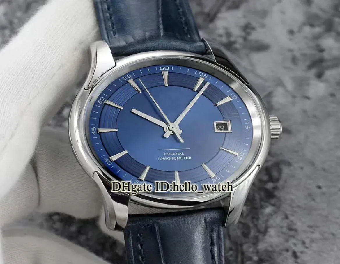 High Quality Hour Vision CoAxial 8500 Automatic Blue Dial 43333412103001 Men039s Watch Blue Leather Strap Cheap New Watch3791711