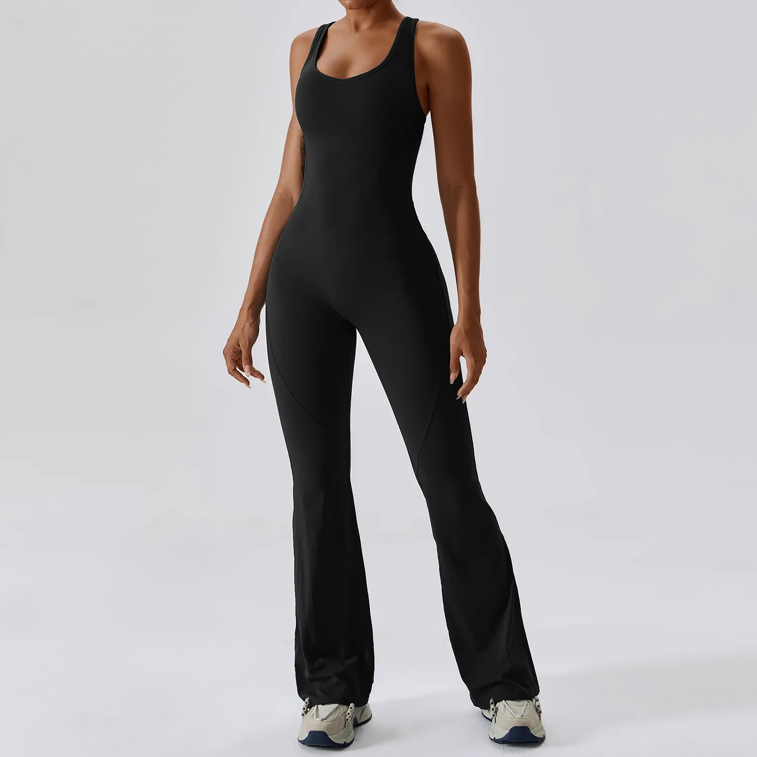 Womens Seamless Ribbed Jumpsuit, Breathable Quick Dry Yoga