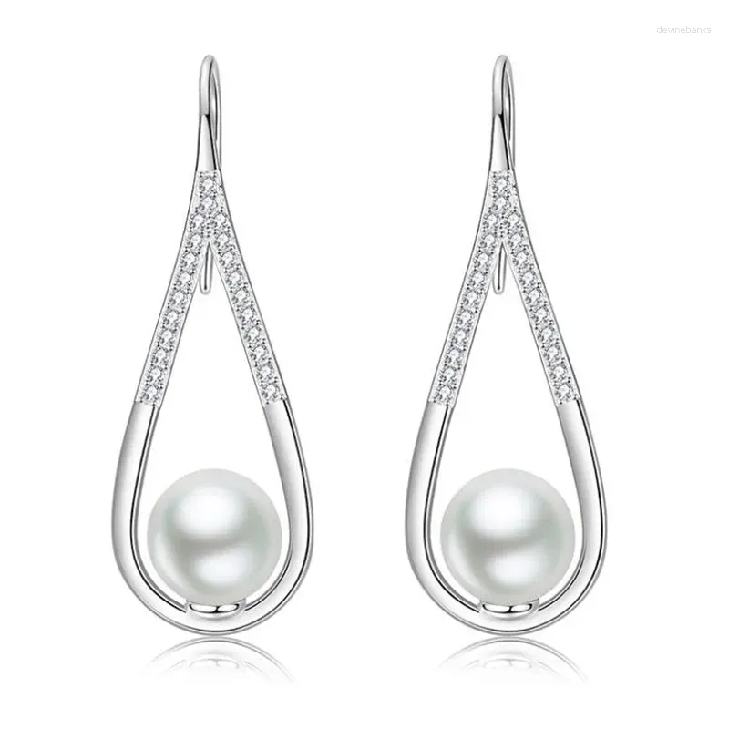 Orecchini a pennagliera perla in cristallo d'oro vintage per donne Trend di gioielli Girl Silver 925 Accessori per piercing Accessori per piercing Accessori per piercing ciondoli