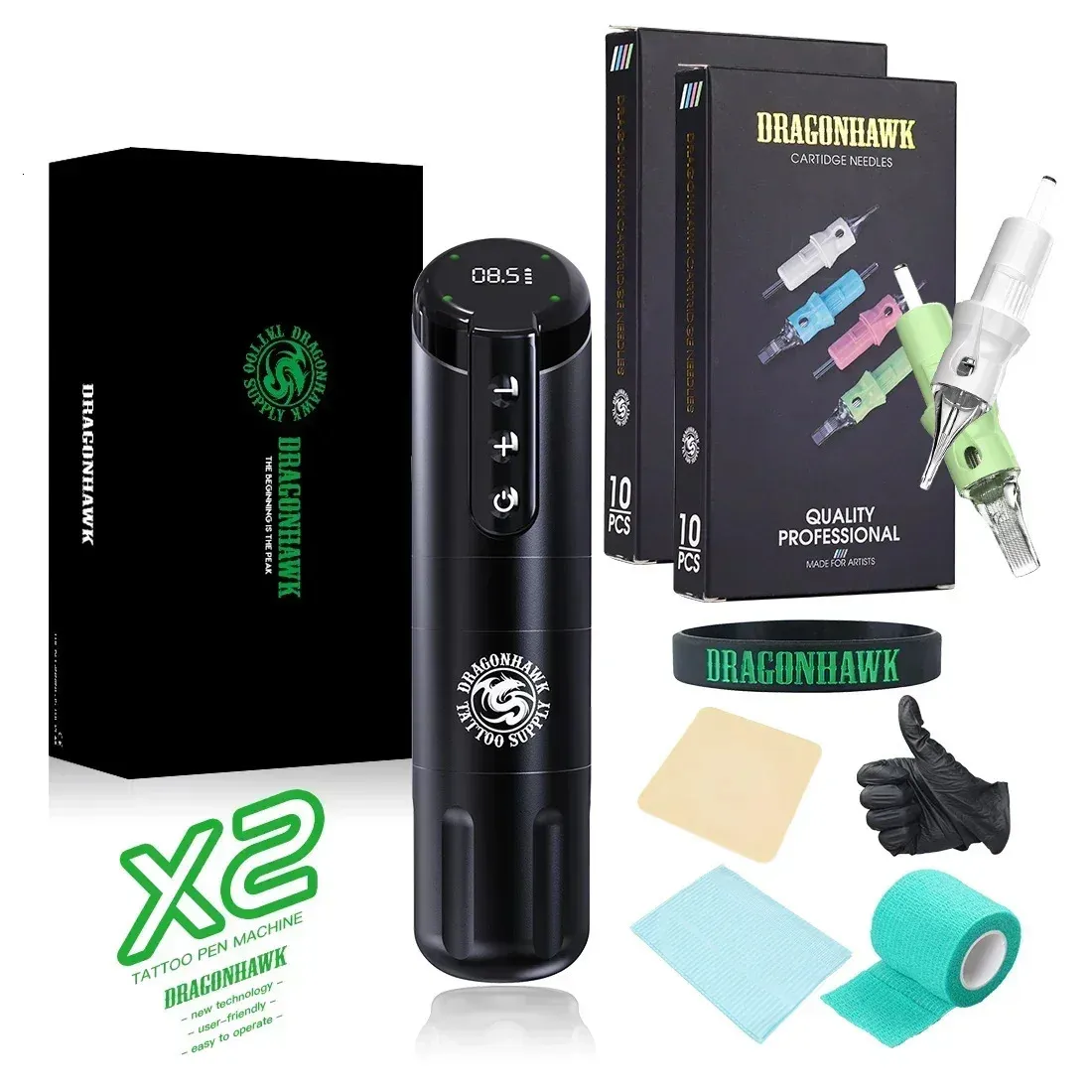 DragonHawk X2 Pen Pen High Capacity Battery Body Wireless Tattoo Machine Art Permandent Accessories for初心者240408