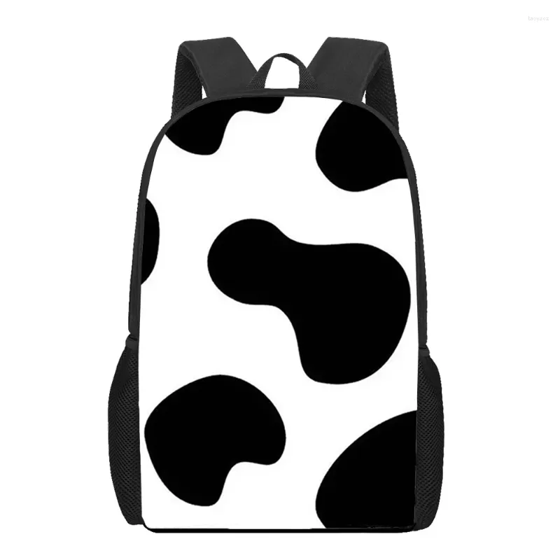 Sacs d'école Cow Black blanc 3D Print Livre élémentaire Sac garçons filles sac à dos