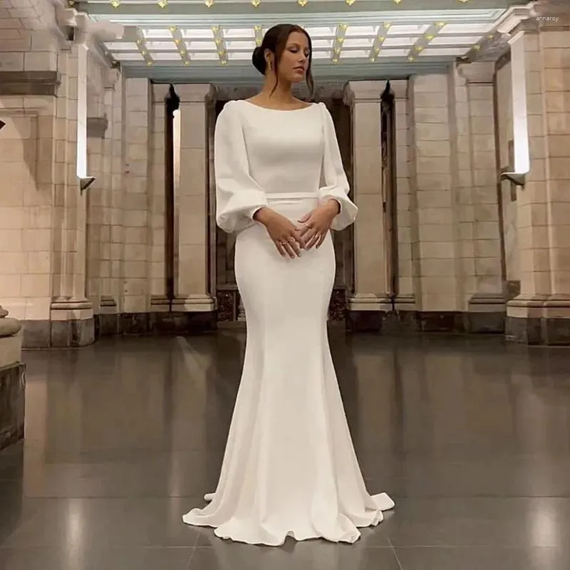 Partykleider elegante Frauen für eine Hochzeit Langarmes Meerjungfrau Abend Prom Kleid Elfenbein Arabisch Kleid Vestidos de Festa