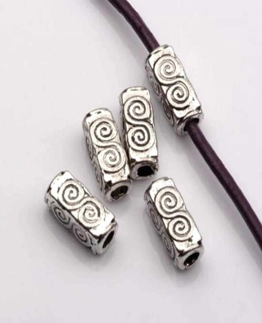 100pcs Antique Silver Alloy Swirl Rectangle Tube Spacers Perles 45mmx105mmx45mm pour les bijoux Collier de bracelet bricolage Accesso4611379