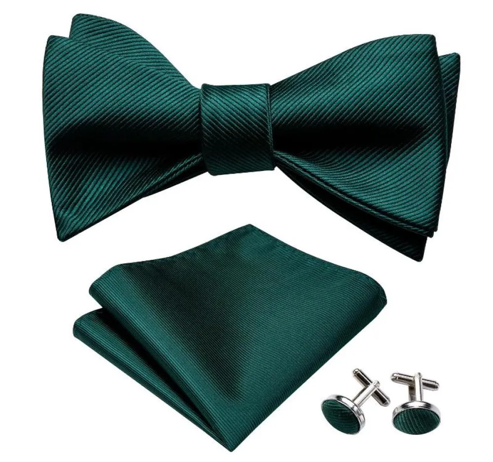 Bow Ties Self pour les hommes Butfly Silk Tie Green Designer Great Hanky Cuffe Links Suit Collar Rovible Barrywanglh10128293555