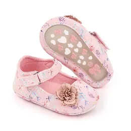 Newborn Baby Shoes Flower Baby Princess Shoes Soft Sole Rubber Dress Mary Jane Flats Prewalker Girls Shoes 0-18M