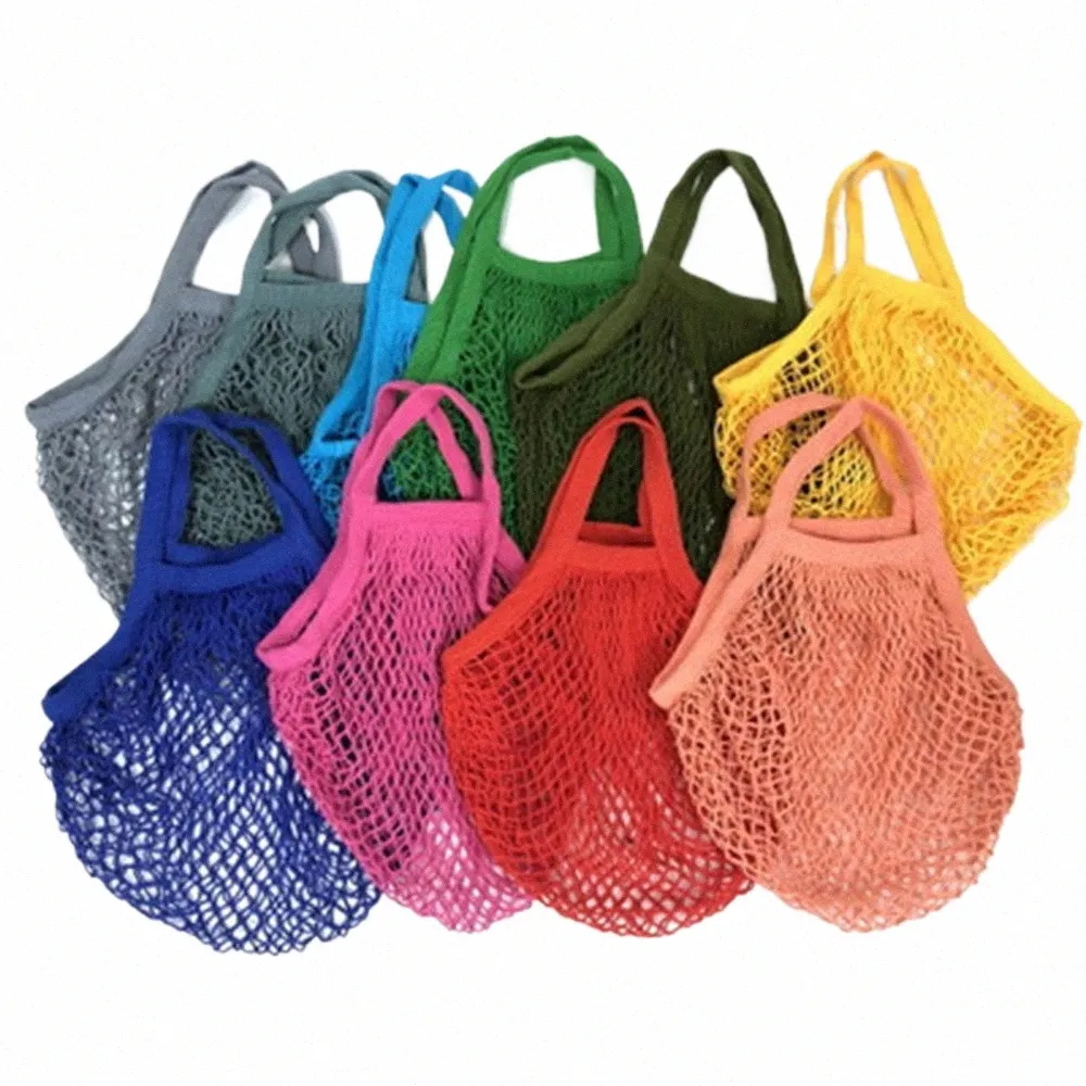 Venta caliente Mesh Net Shop Bag Lg Mango de hombro Bolsa de hombro Reutilizable String Cupper Cott Cott Mesh Mesh Bolsas de red tejida B7EY#