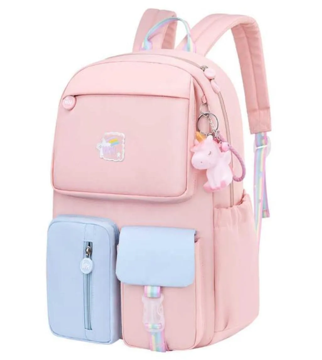 Korean fashion rainbow shoulder strap school bag for teenagers girls Children039s waterproof backpacks kids schoolbags mochilas8739079