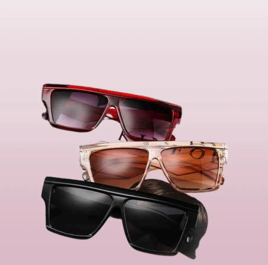 Oversized dames mode vierkante zonnebrillen ontwerper platte top big frame duidelijke tinten mannen hoge kwaliteit glazen UV4008893274