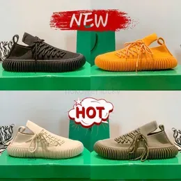 Botteg Venetas Top-quality Knit Designer Tech Sneaker Casual Fashion Ripple Shoes Lace-up Orange Khaki Slip on Black Optic White Men Sneakers Top Women Trainers Zxfk