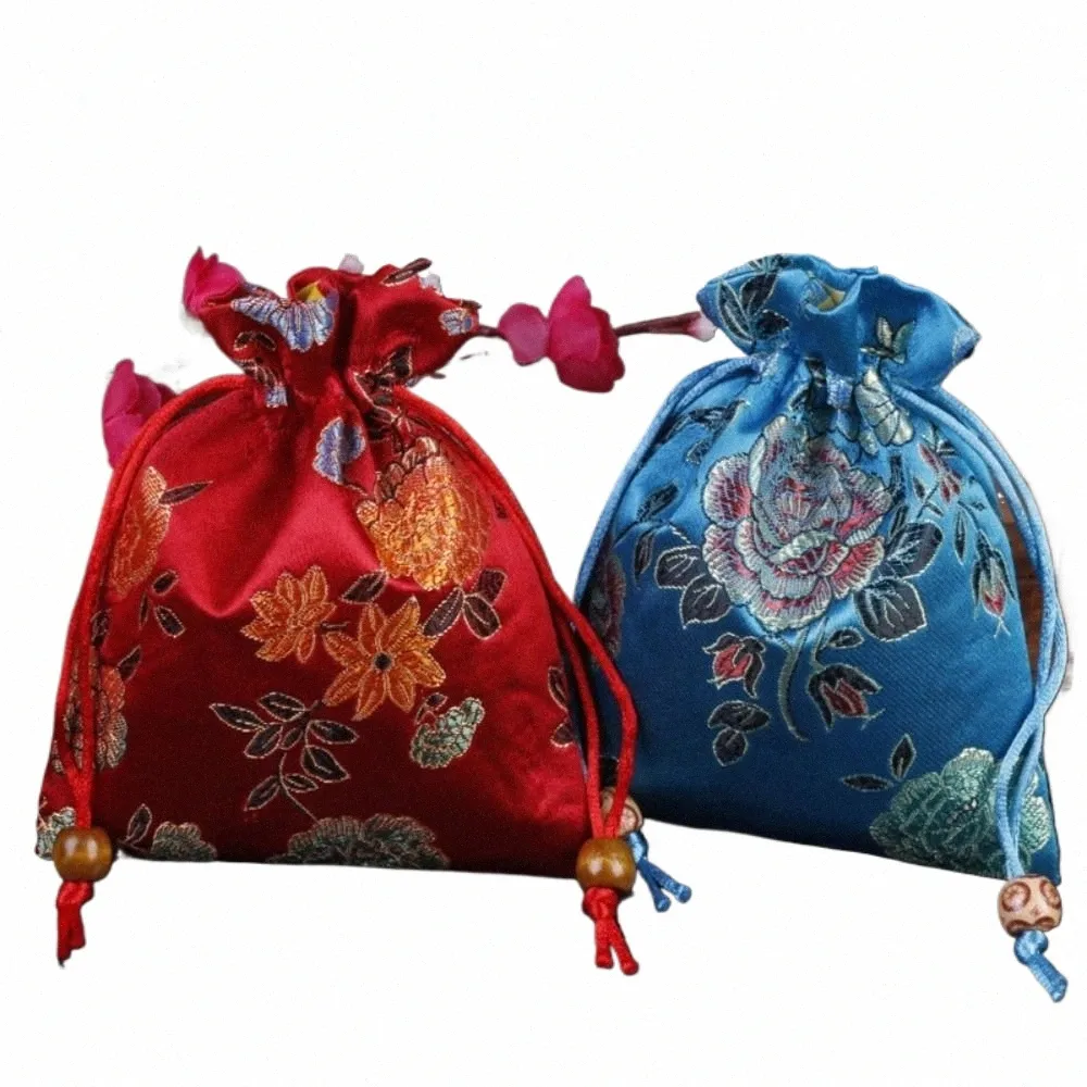 broderie de style chinois fr trawstring sac bonbons sac à canal floral sac d'emballage seau de style ethnique de style festif v6qn #