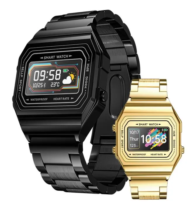 Relógio inteligente i6 Gold Gold AlwayDisplay Digital Screen 096 polegada IP67 Tracker de fitness esportivo à prova d'água clima em tempo real para Android iOS7976159