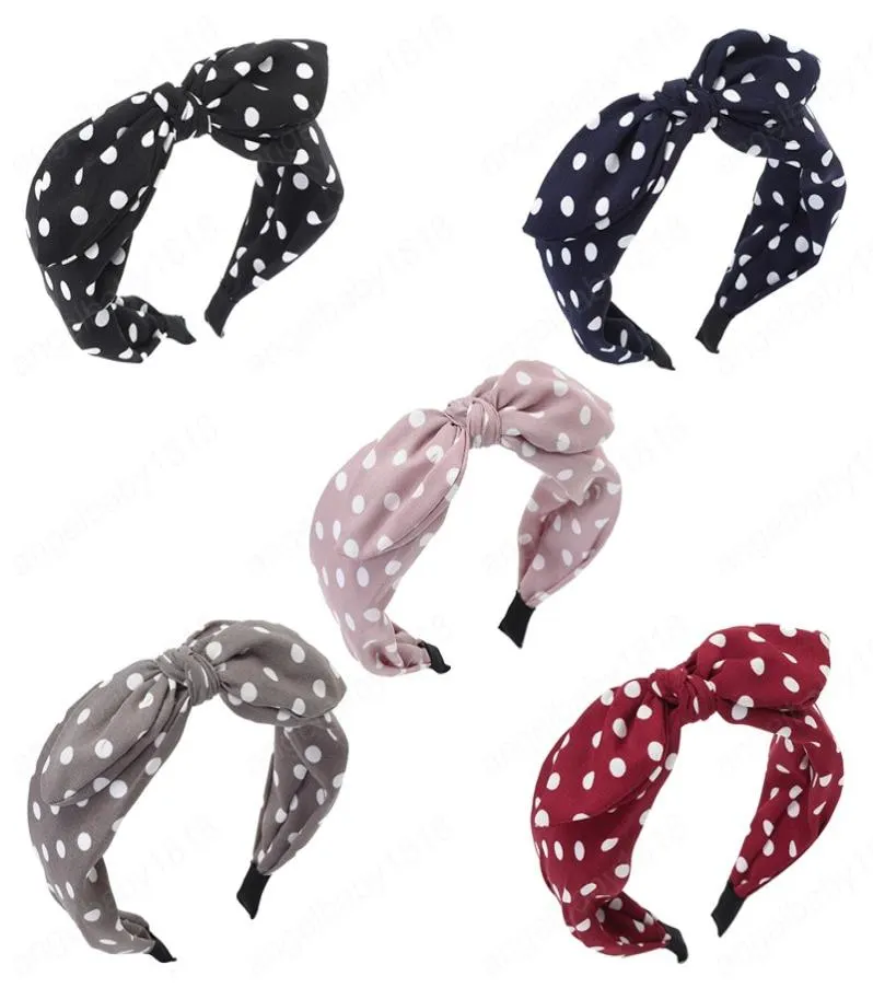 Rabbit Ears Hårband Polka Dot Bezel Hair Hoop For Women Top Knot Hair Bow Pannband Fashion Hair Accessories6575820