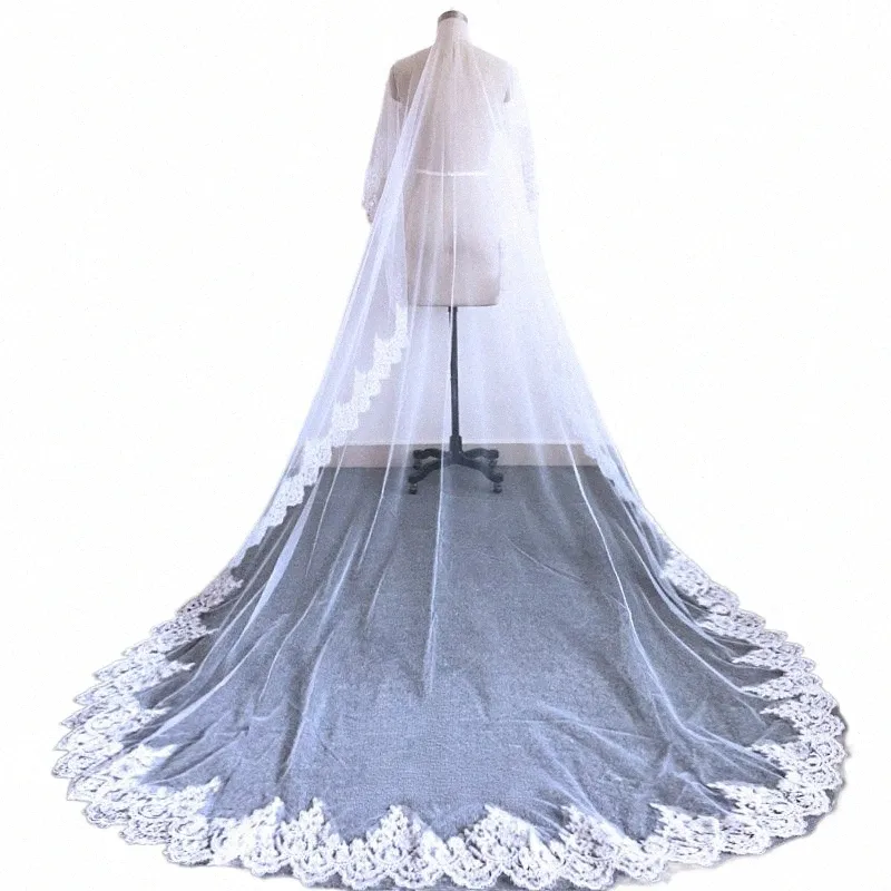 E JUE SHUNG 3 METER BIHE WHITE Avorio Cattedrale Veli da sposa Lg Bling Pace B Edge Bridal Veil Wedding Accories 50ZW#