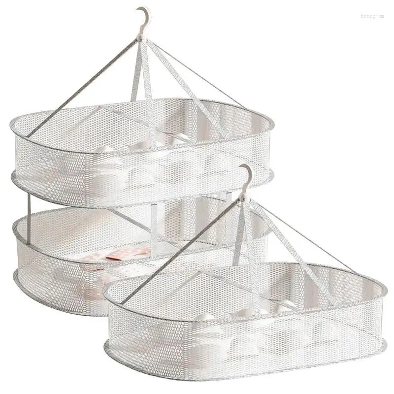 Hangers Sweater Drying Rack Flat Laundry Clothes Basket Net Dryer 1/2 Layer Hangable