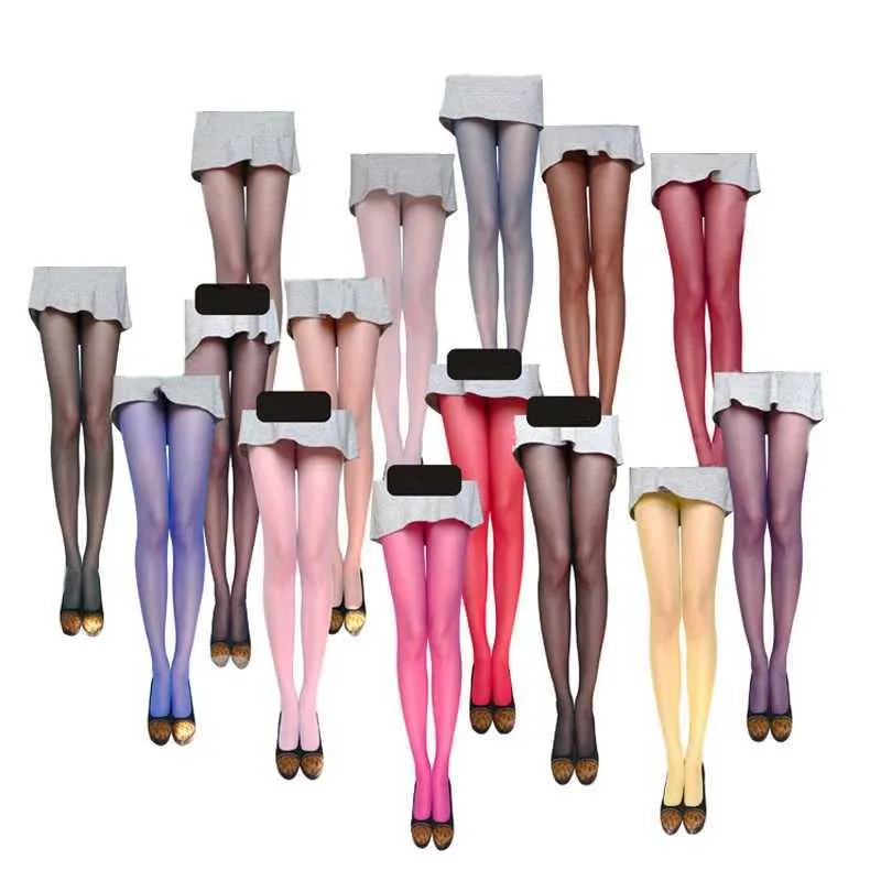 7O4V Sexy Socks Solid Color Opaque Footed Pantyhose for Women Sexy Thin Tights 20D Nylon Hosiery Female All Match Seamless Stockings 240416