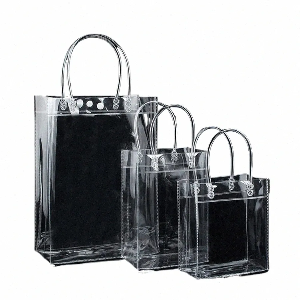 Femmes Clear Tote Sac PVC Sac à main transparent avec poignée Sacs Bolsa De Reg Shop Bolsa de Reg pour dames I1hu #