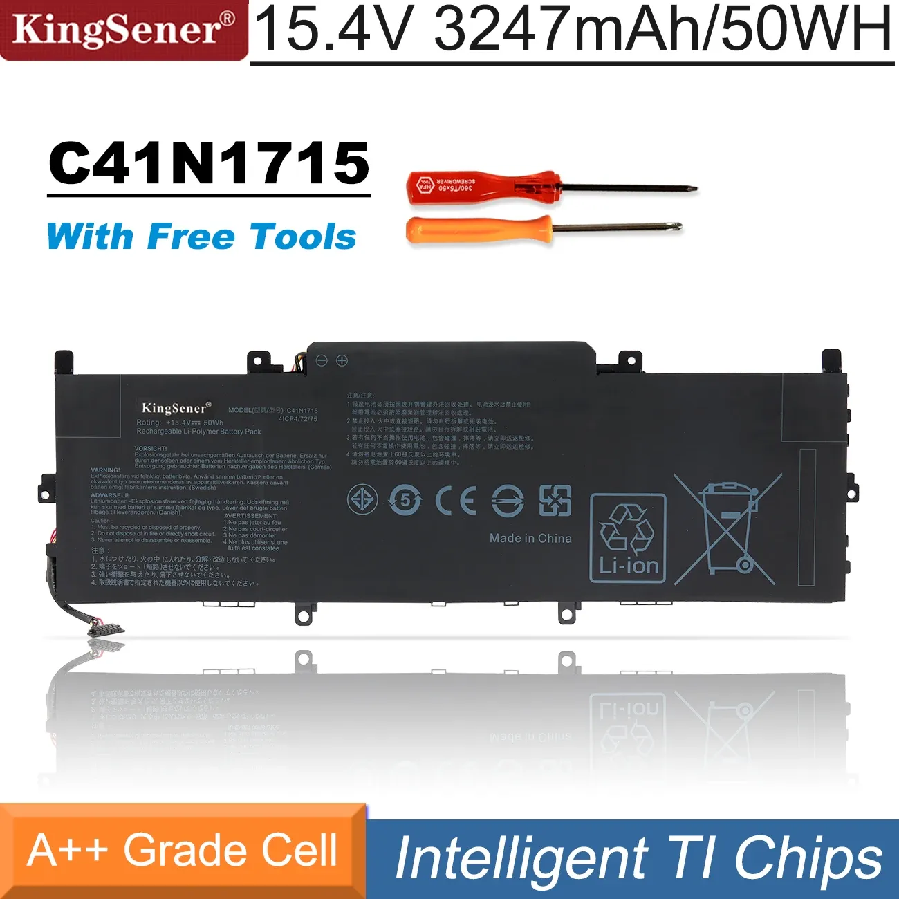 Batterijen Kingsener C41N1715 Laptopbatterij voor ASUS UX331U UX331FN UX331UA1B UX331UN UX331UN U3100UN SERIE 0B20002760000 50WH