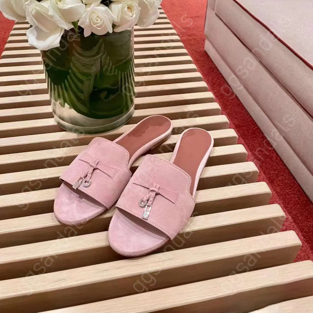 Designer Leather Loafer Sandal: Luxury Mule Flat Heel Slide Shoes