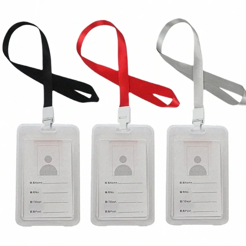 1SET -ID TAG Arbetstillstånd Cover Pass Arbetskort med Lanyard för personal Badge Holder Neck Strap ID Kreditkort Holder Protector R2YC#