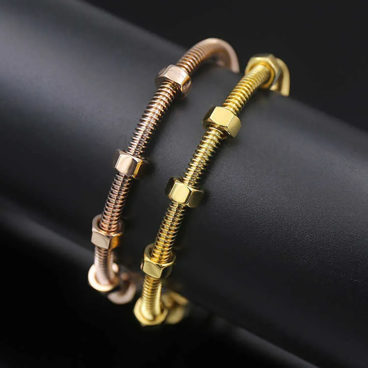 High-end design mannen en vrouw voor armband online verkoop creatief vergulde 18k rose goud paar armband zeshoekige noot met originele armband