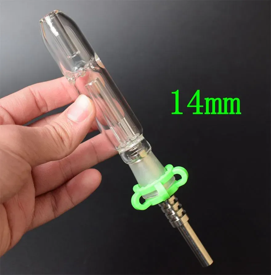 Fast Delivery! Mini Micro Nectar Collector Kit with 14mm 18mm Titanium Tip Quartz Tip Oil Rig Concentrate Dab Straw for Glass Bongs