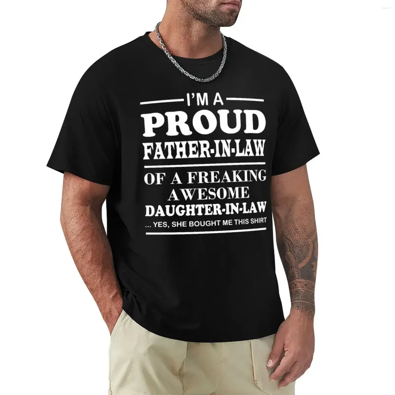 Men's Polos I'm A Proud Father In Law Of Freaking Awesome Daughter T-Shirt Plain Mens Funny T Shirts