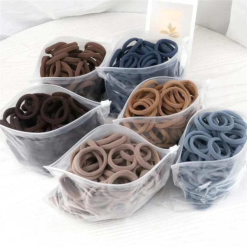 50st/Set Women Girls Basic Hair Bands 4cm Simple Solid Colors Elastic Headband Hair Ropes Ties Hårtillbehör Hönsvagnar