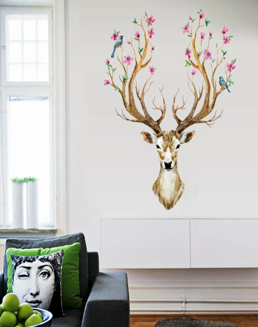 New Christmas Reindeer Wall Stickers For Living Room Bedroom Sika Deer 3D Art Decals Home Decoration Creative DIY Wallpaper5080537