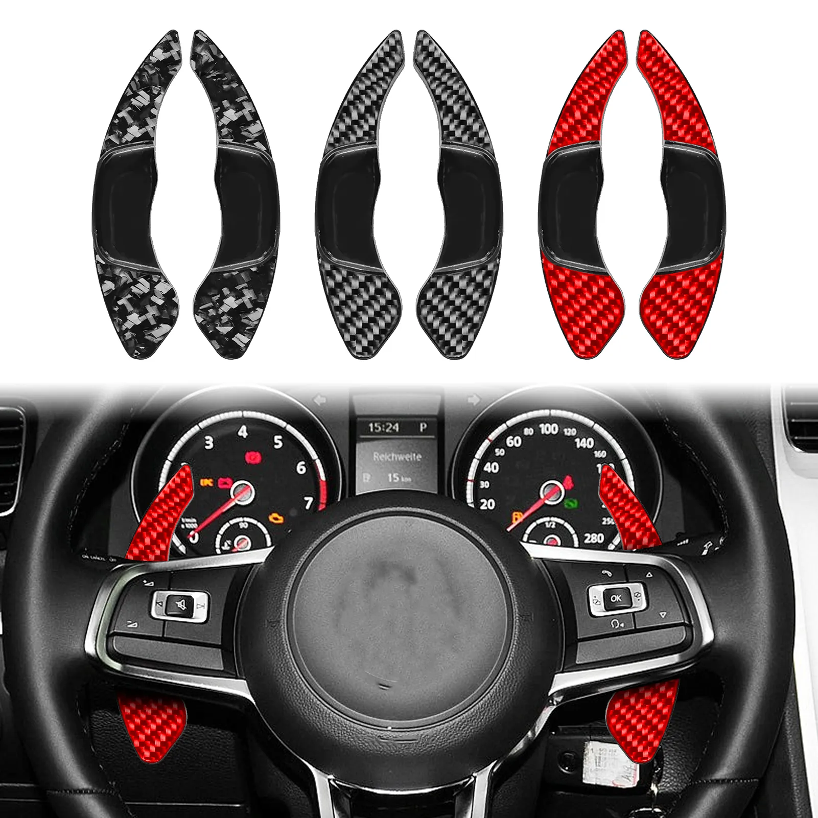 Carbon Fiber Steering Wheel Paddle Shifter for VW Golf 7 R Polo Sagitar GTI Scirocco Tiguan L Teramont X Lamando GTS Passat Variant T-ROC 2015-2023