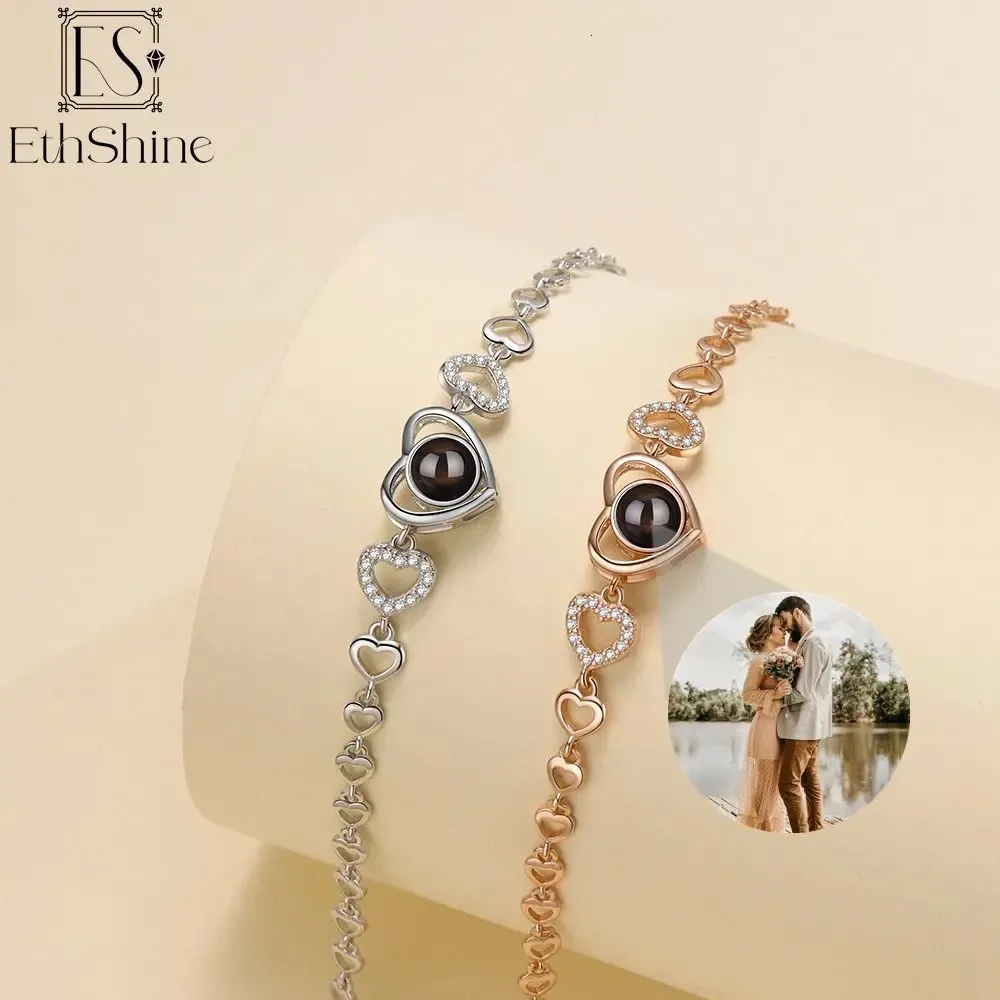 ETHSHINE Custom PO Bracelet 925 Projeção personalizada de prata esterlina para mulheres Valentine Mothers Day Gifts 240416