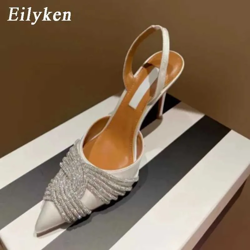 Sandaler Eilyeken Nya Spring Womens Pump Crystal Water Diamond Corner High Heels Sexiga party Stripping High Heels J240416