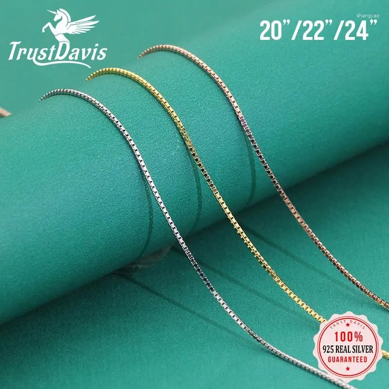 Pendants Trustdavis Echt 925 Sterling Silber Schmuckkasten Ketten Colarbone Long Halskette für Frauen DC14