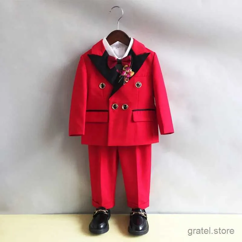 Anzüge Baby Boys Anzug Kostüm für Kinder Jungenanzug für Hochzeitsjacke Hosen Krawatte 3PCS -Fotografie Anzug Kinder 1 Jahr Geburtstag Blazer Kleid